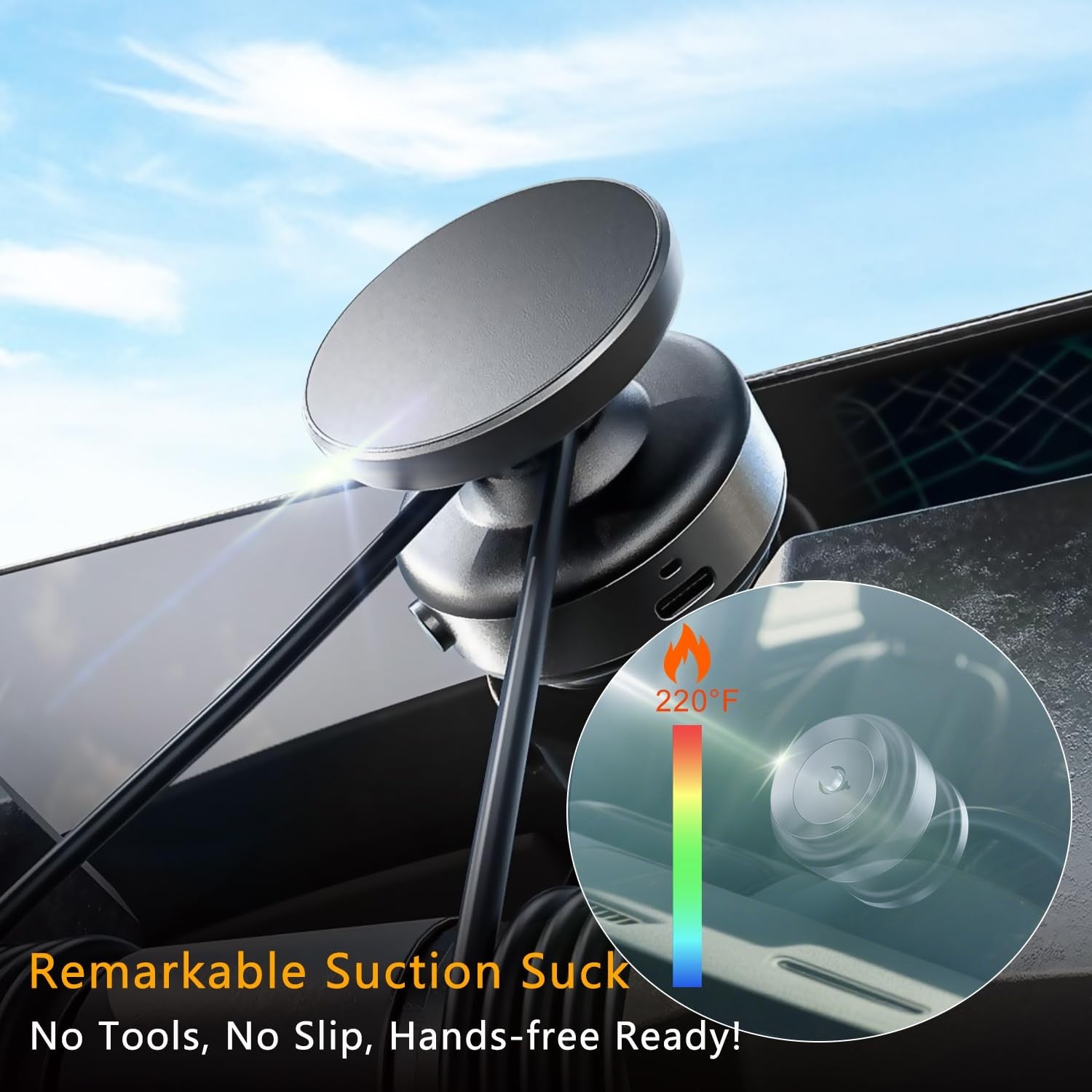 Hands-Free Suction Cup Phone Mount for Car/Content Creator, [Auto-Seal & One-...