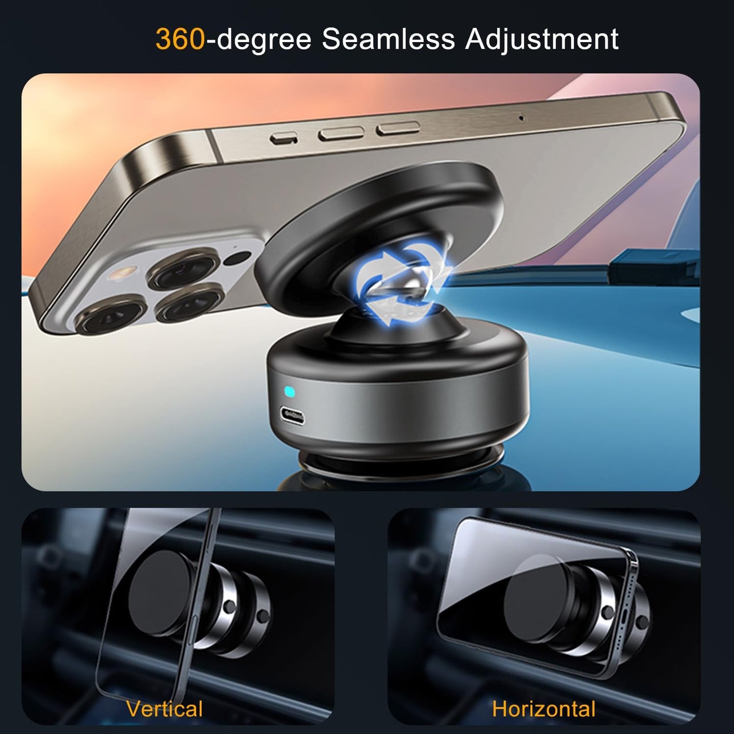 Hands-Free Suction Cup Phone Mount for Car/Content Creator, [Auto-Seal & One-...