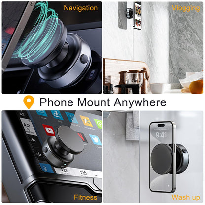 Hands-Free Suction Cup Phone Mount for Car/Content Creator, [Auto-Seal & One-...