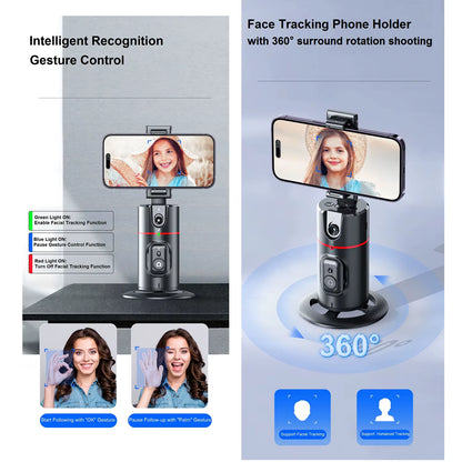 Auto Face Tracking Tripod 360° Rotation, Smart Auto Tracking Phone Holder Motion Sensor Tripod Stand Content Creator Essentials