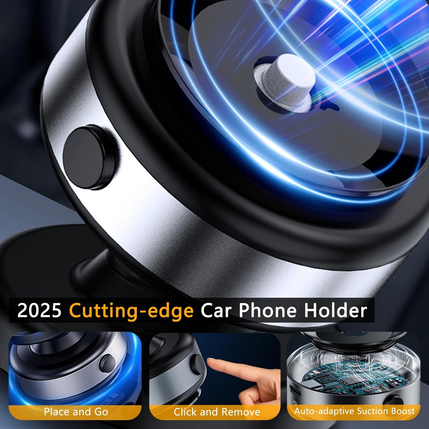 Hands-Free Suction Cup Phone Mount for Car/Content Creator, [Auto-Seal & One-...