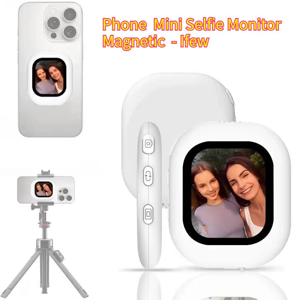 Mobile Phone Mini Selfie Monitor Screen Wireless Magnetic Mount Vlog Phone Rear Camera Selfie Wifi BT Connection for Selfie Live